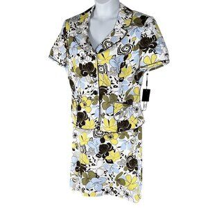 Tahari Arthur S Levine NWT18 Floral 2 Piece Set Short Sleeve Blazer Skirt Office